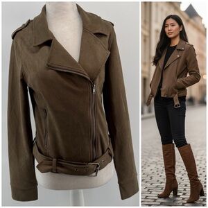 Mystree Faux Suede Cropped at the Waist Moto Jacket Women's Size Sm Streetwear